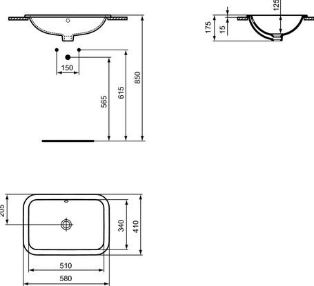 Ideal Standard Connect umywalka wpuszczana w blat 58x41 cm z otworem na baterię E505901