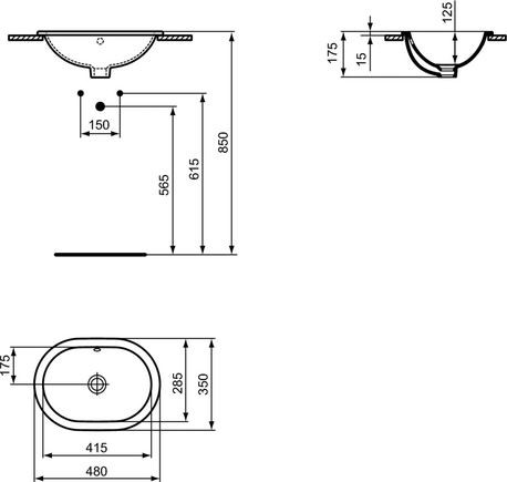 Ideal Standard Connect umywalka wpuszczana w blat 48x35 cm z otworem na baterię E504501