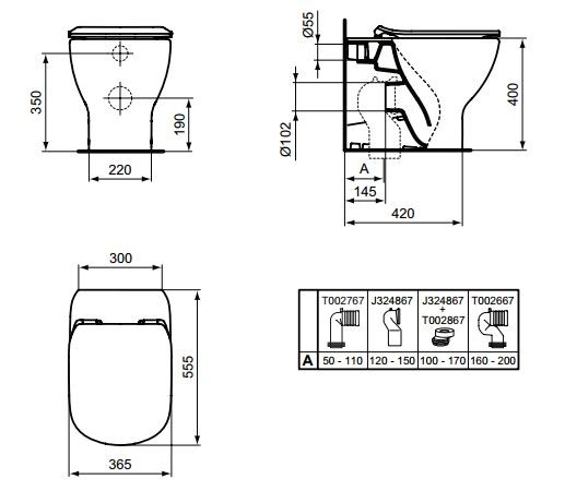 Ideal Standard Tesi muszla stojąca WC AquaBlade T007701