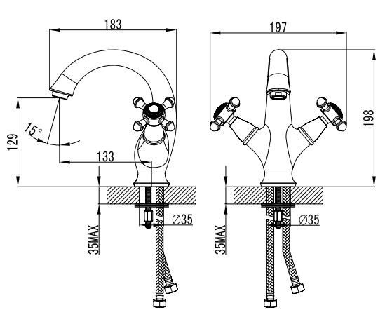 Omnires Retro bateria umywalkowa stojąca chrom RE7210CR