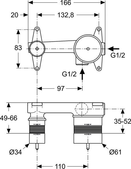 Ideal Standard Tonic II element podtynkowy do baterii ściennej A5948NU