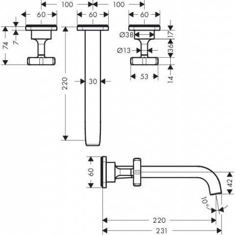 Axor Citterio E bateria umywalkowa 3-otworowa podtynkowa chrom 36107000