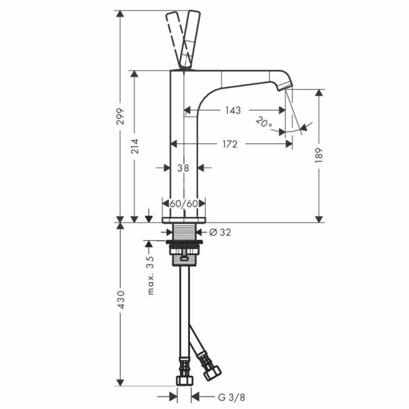 Axor Citterio E bateria umywalkowa wysoka ComfortZone 190 chrom 36103000