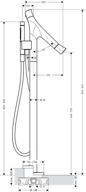 Axor Starck Organic bateria wannowa podłogowa termostatyczna chrom 12016000