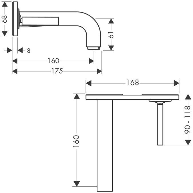 Axor Citterio bateria umywalkowa podtynkowa wylewka 16 cm chrom 39112000