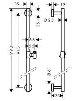 Hansgrohe drążek prysznicowy prawy Unica Comfort 0,90m chrom 26402000