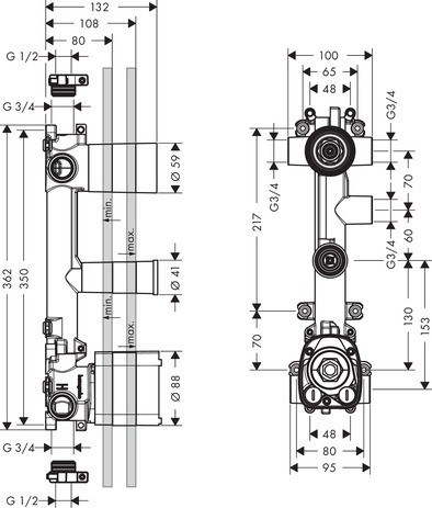 Axor ShowerCollection zestaw podtynkowy do modułu 3-drożnego chrom 36708180