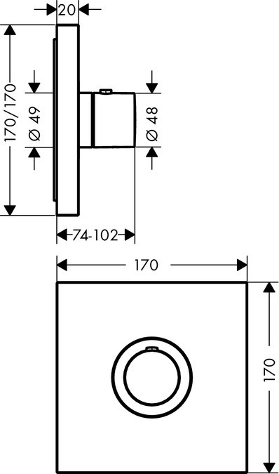 Axor ShowerSelect Square bateria termostatyczna Highflow chrom 36718000