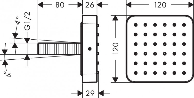 Axor Citterio E moduł prysznicowy dysza boczna 12x12 chrom 36822000