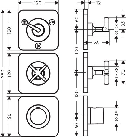 Axor Citterio E moduł z termostatem 3-drożny chrom 36704000