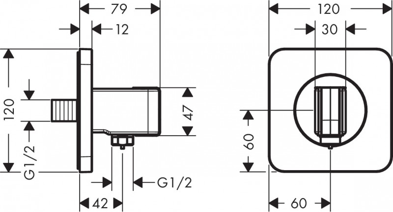 Axor Citterio E przyłącze kątowe z uchwytem punktowym Porter 12x12 chrom 36724000
