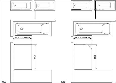 Ideal Standard Connect parawan nawannowy prostokątny 1-częściowy srebrny T9923EO