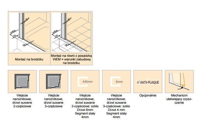 Huppe Classics 2 drzwi suwane 120 cm 1-cz. wys. 200 cm srebrny połysk przeźroczyste C20409.069.321