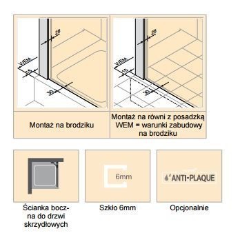 Huppe Classics 2 ścianka boczna do drzwi skrzydłowych 90cm wys. 200 cm srebrny połysk przeźroczyste C23609.069.321