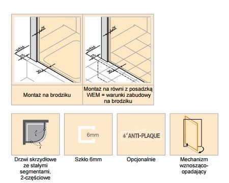 Huppe Classics 1/2 kabiny drzwi skrzydłowe 2-cz. 80cm r.550 wys. 190 cm srebrny połysk przeźroczyste C24007.069.321
