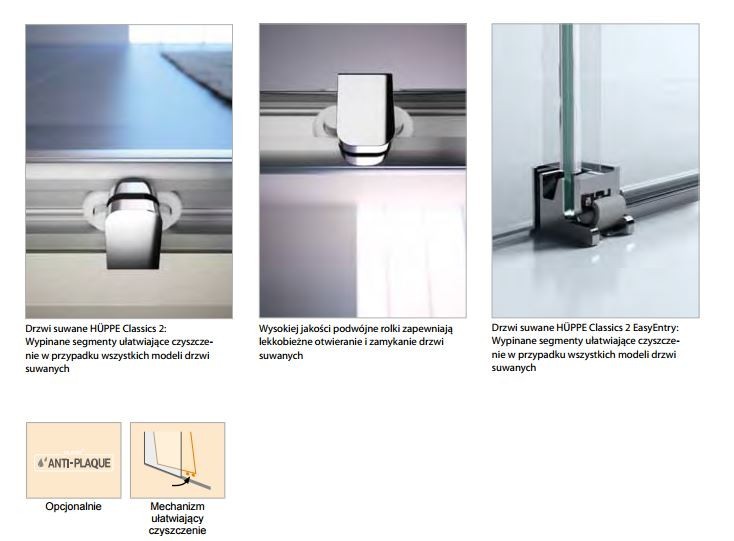 Huppe Classics 2 EasyEntry kabina kwadratowa 80x80 drzwi suwane 2-cz. wys.200 srebrny połysk przeźroczyste C25001.069.321