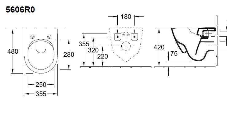 Villeroy&Boch Subway 2.0 Compact DirectFlush muszla wisząca 48cm ceramicplus + deska wolnoopadająca 5606R0R1 + 9M69S101