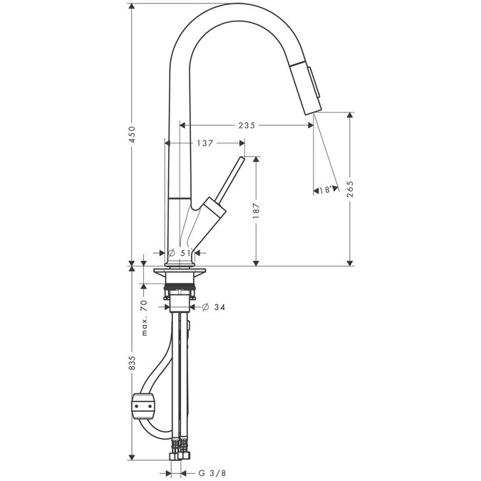 Axor Starck bateria zlewozmywakowa z wyciąganą wylewką chrom 10821000