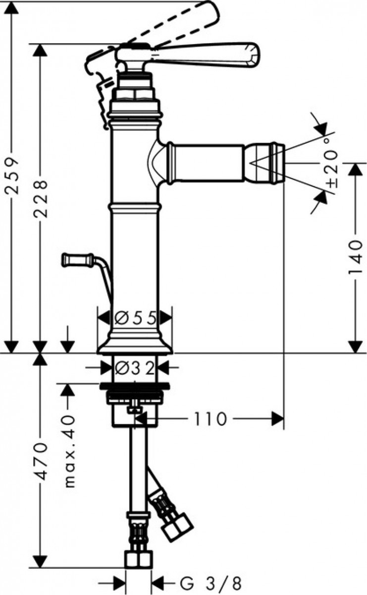 Axor Montreux bateria bidetowa nikiel szczotkowany 16526820