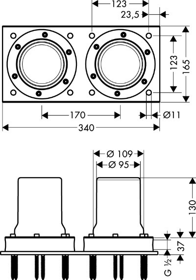 Axor zestaw podstawowy do baterii wannowej podłogowej 16549180