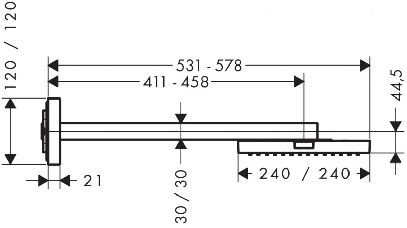 Axor ShowerCollection deszczownica kwadratowa 24x24 cm z ramieniem ściennym chrom 10925000