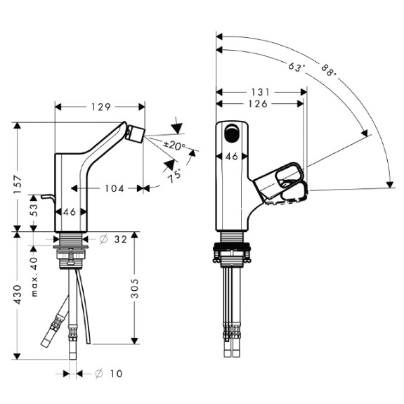 Axor Urquiola bateria bidetowa chrom 11220000