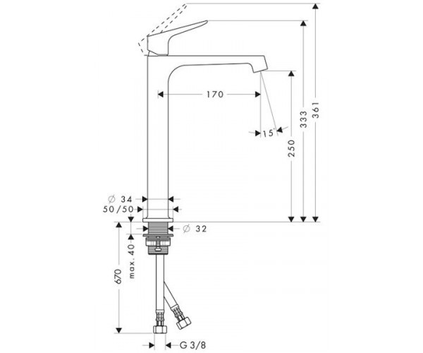 Axor Citterio M bateria umywalkowa wysoka chrom 34127000