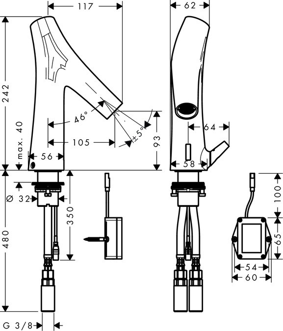 Axor Starck Organic bateria bezdotykowa umywalkowa na podczerwień z regulacją temperatury chrom 12171000