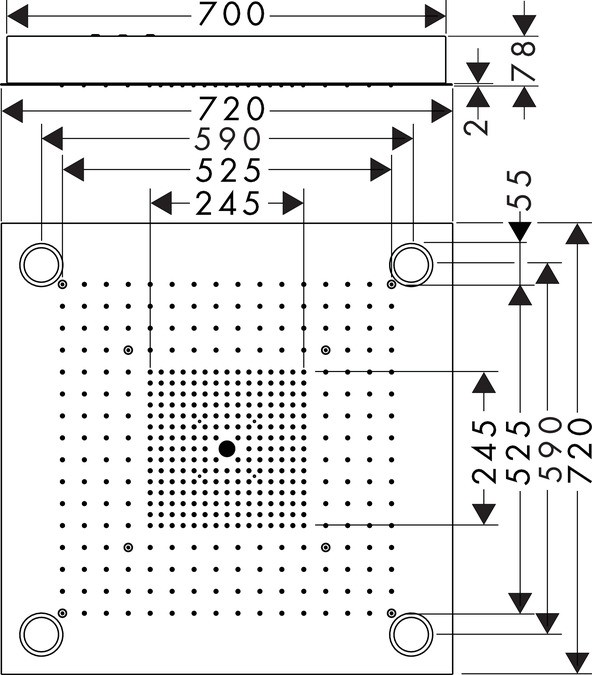 Axor ShowerHeaven deszczownica z oświetleniem 72x72 cm stal 10627800