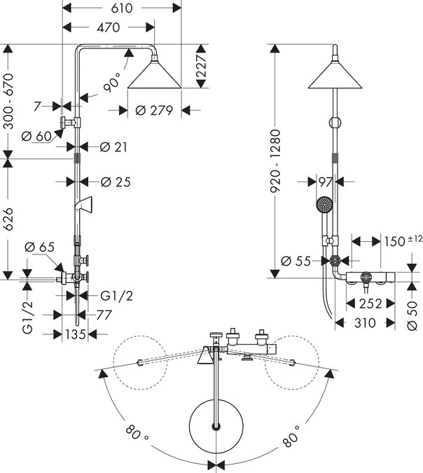 Axor ShowerSolutions Front kolumna prysznicowa termostatyczna chrom 26020000