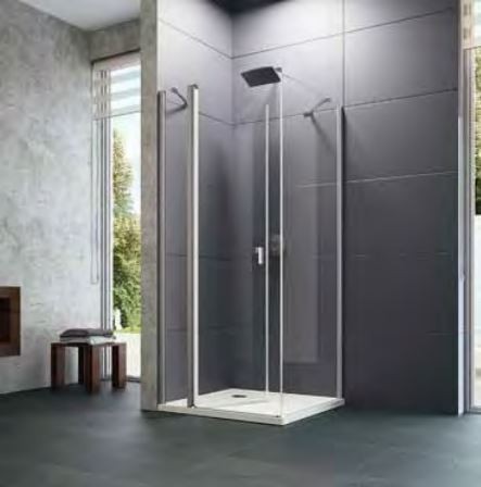 Huppe Design Pure drzwi skrzydłowe ze stałymi segmentami do ścianki bocznej 90cm wys. 190 cmsrebrny matowy przeźroczyste 8P0717.087.321