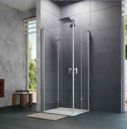 Huppe Design Pure drzwi składane lewe do wnęki lub ścianki 70cm wys.190 cm srebrny matowy przeźroczyste 8P0801.087.321