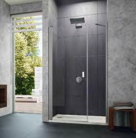 Huppe Design Pure drzwi skrzydłowe z częścią boczną do wnęki 90 cm wys.190 cm srebrny matowy przeźroczyste 8P7201.087.321