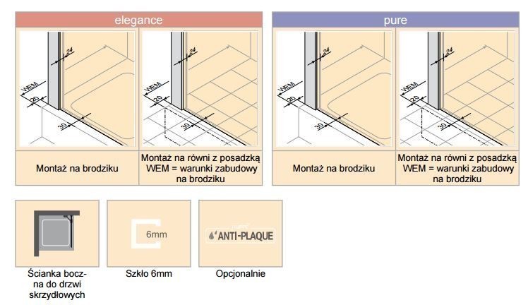 Huppe Design Pure ścianka boczna 100 cm wys.200 cm srebrny matowy przeźroczyste 8P1014.087.321