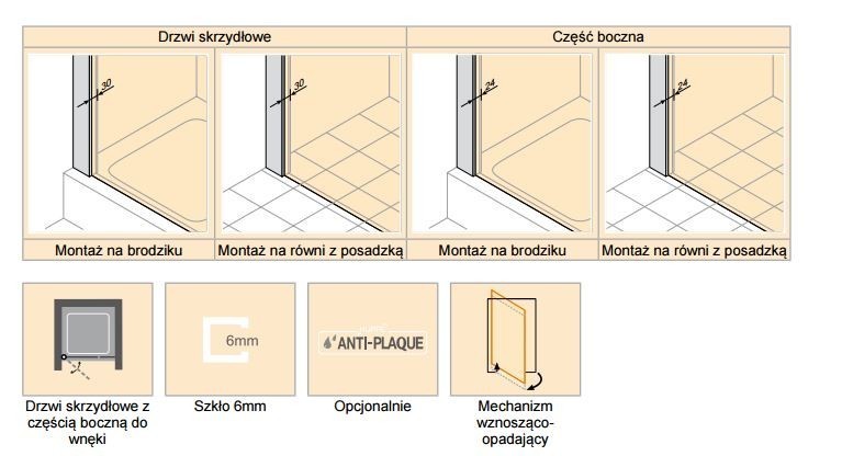 Huppe Design Pure drzwi skrzydłowe z częścią boczną do wnęki 100 cm wys.200 cm srebrny matowy przeźroczyste 8P7207.087.321