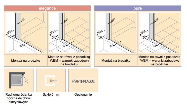 Huppe Design Pure ruchoma ścianka boczna 70 cm wys.190 cm srebrny matowy przeźroczyste 8P7701.087.321