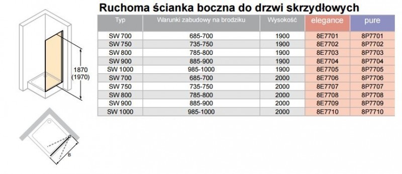 Huppe Design Pure ruchoma ścianka boczna 70 cm wys.200 cm srebrny matowy przeźroczyste 8P7706.087.321