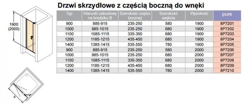 Huppe Design Pure drzwi skrzydłowe z częścią boczną do wnęki 140 cm 200 cm srebrny matowy przeźroczyste 8P7210.087.321