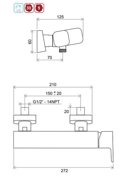 Ravak 10 bateria prysznicowa natynkowa chrom X070066