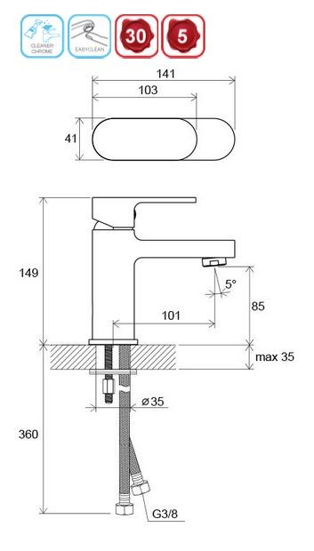 Ravak Chrome bateria umywalkowa niska bez korka chrom X070041