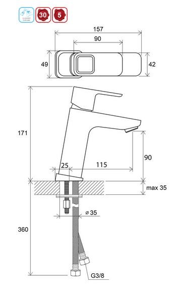 Ravak 10 bateria umywalkowa niska bez korka chrom X070064