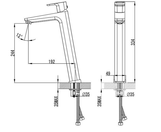 Ravak 10 bateria umywalkowa wysoka bez korka chrom X070091