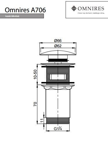 Omnires korek klik-klak do syfonu umywalkowego brąz antyczny A706BR