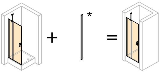 Huppe Design Pure zestaw uzupełniający do wnęki wys. 200 cm 8P2602