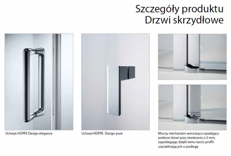 Huppe Design Pure drzwi składane lewe do wnęki lub ścianki 70cm wys.190 cm srebrny matowy przeźroczyste 8P0801.087.321