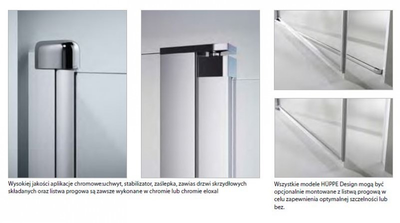 Huppe Design Pure drzwi skrzydłowe składane do wnęki lewe 120cm wys. 190 cm srebrny matowy przeźroczyste 8P0806.087.321
