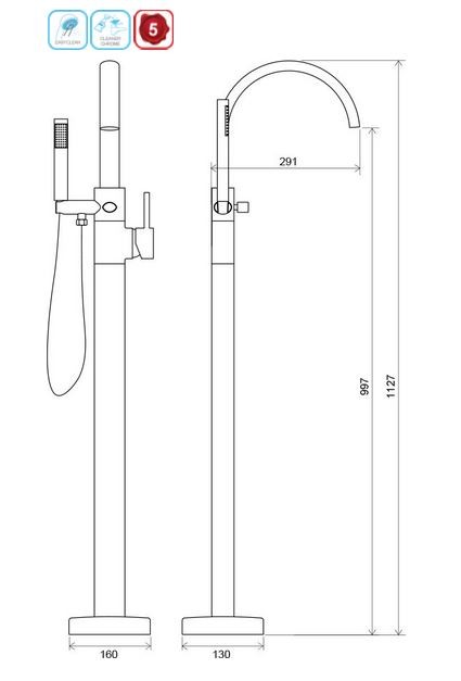 Ravak Freedom O bateria wannowa stojąca chrom X070059