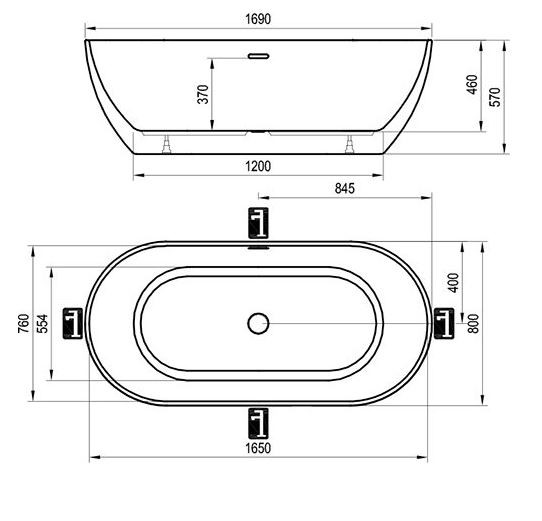 Ravak Freedom O wanna wolnostojąca 169x80 cm akryl biały XC00100020