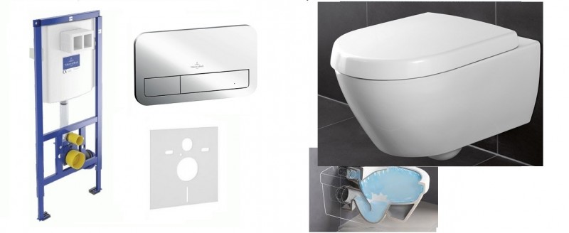 Villeroy&Boch ViConnect + Avento Directflush - Zestaw 5w1 - kompletny stelaż + muszla + deska wolnoopadająca