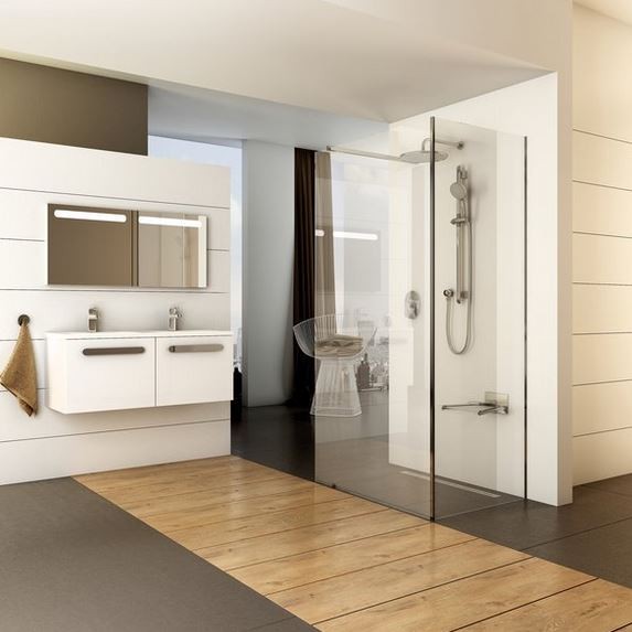 Ravak Walk-in Corner dwie ścianki wolnostojące 110x80 cm srebrny połysk przeźroczyste Anti-Calc GW1CD4C00Z1